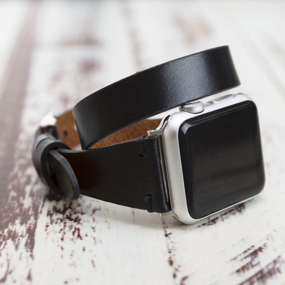 Double Wrap Leather Apple Watch Band 38mm 40mm 42m